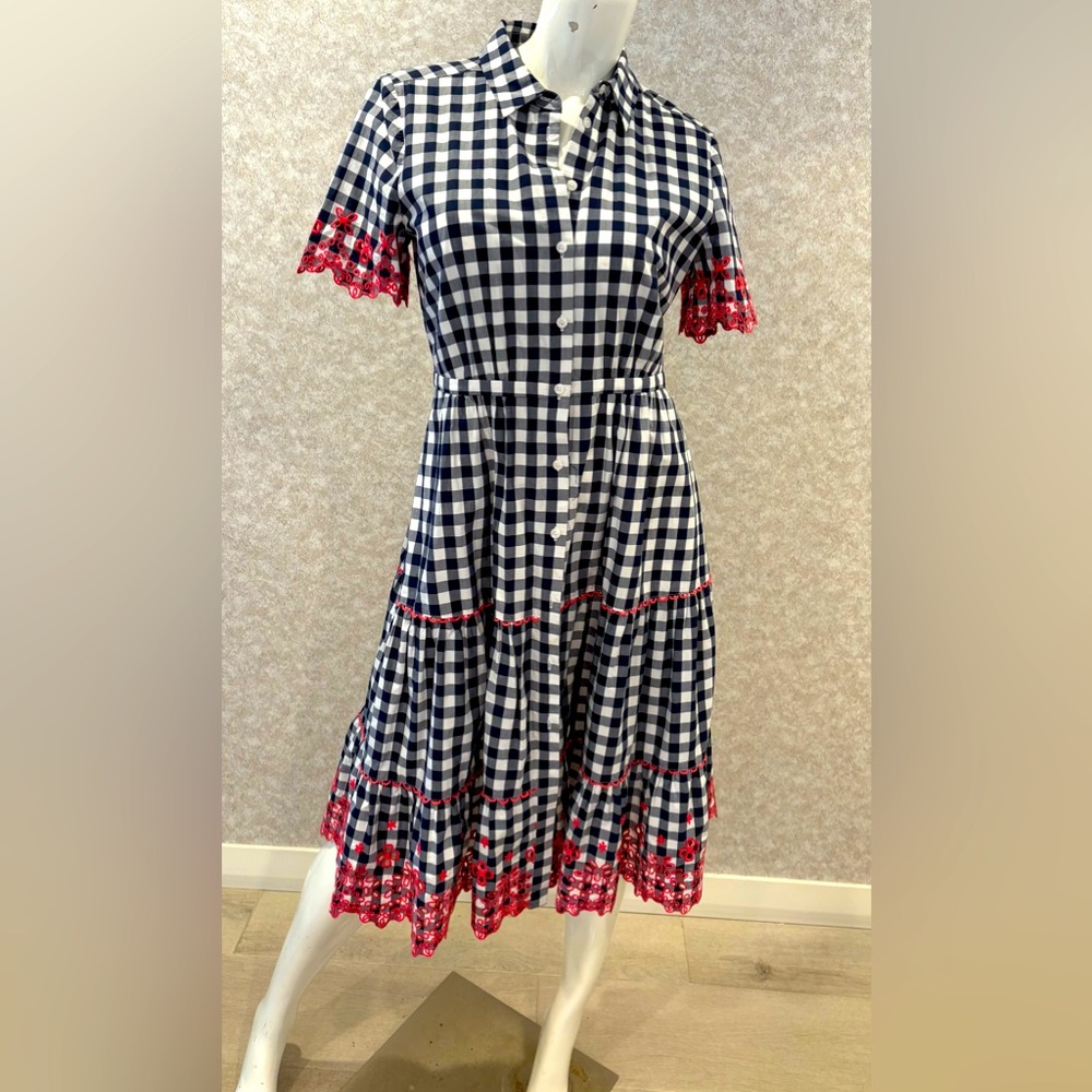 Draper James Black and White A-Line Midi Dress